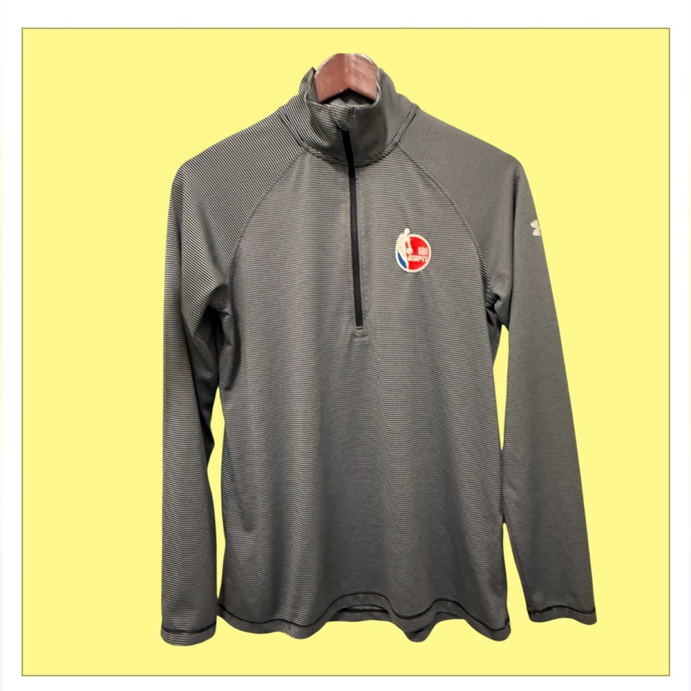 Men's Under Armour Team Tech Quarter Zip Sweater Embroidery Size S Black & White